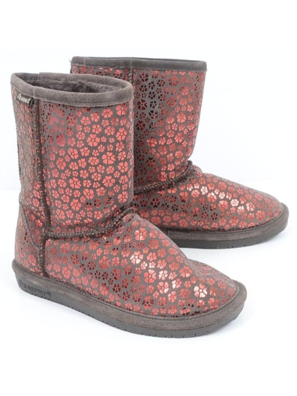 Flowers! BEARPAW Women's 7 Faux Fur Shearling Slip-On Boot Winter Warm Outdoor